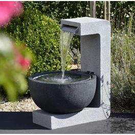 Gartenbrunnen, mit runder Schale, BxHxL: 44 x 65 x 52 cm, Polyresin