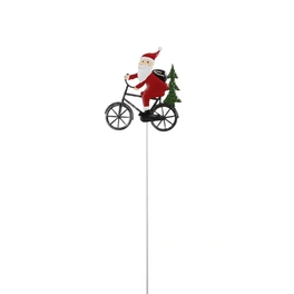 Gartenstecker, Metall, Santa auf dem Fahrrad