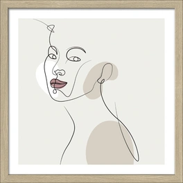 Gerahmtes Bild »Line art faces II«, Rahmen: Holzwerkstoff, natur