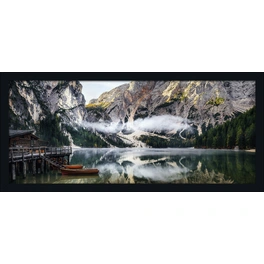 Gerahmtes Bild »Mountain lake view«, Rahmen: Holzwerkstoff, schwarz