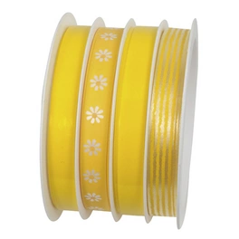 Geschenkband, Multispule, Taft, Länge: 1600 cm, gelb