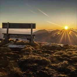 Glasbild »Bench + Horizon«, mehrfarbig, Digitaldruck