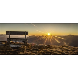 Glasbild »Bench + Horizon«, mehrfarbig, Digitaldruck