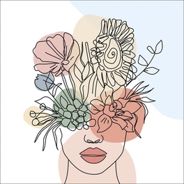 Glasbild »Flowers on the face V«, mehrfarbig, Digitaldruck