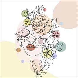 Glasbild »Flowers on the face VI«, mehrfarbig, Digitaldruck