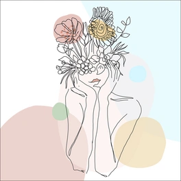 Glasbild »Flowers on the face VII«, mehrfarbig, Digitaldruck