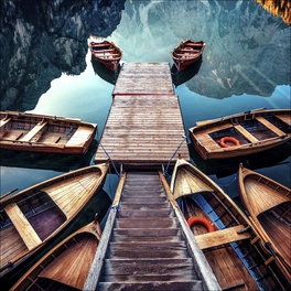 Glasbild »Row Boats I«, mehrfarbig, Digitaldruck