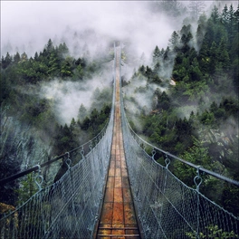 Glasbild »Suspension Bridge«, mehrfarbig, Digitaldruck