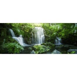 Glasbild »Waterfall In Paradise«, mehrfarbig, Digitaldruck