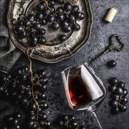 Glasbild »Wein und Trauben«, mehrfarbig, Digitaldruck