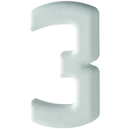 Hausnummer, 3, weiß, Kunststoff