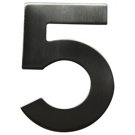 Hausnummer, 5, Silber, Edelstahl, 11,7 x 17 x 1,8 cm