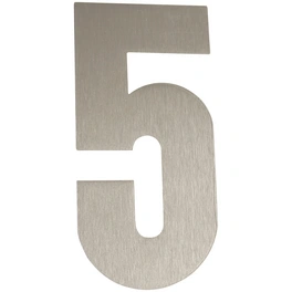 Hausnummer, 5, Silber, Edelstahl, 15,7 x 22,7 x 1,8 cm