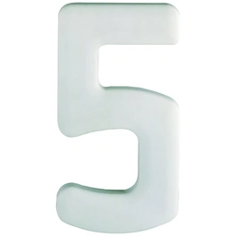 Hausnummer, 5, weiß, Kunststoff