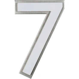 Hausnummer, 7, Weiß, Kunststoff | Edelstahl, 11,7 x 17 x 1,8 cm, nachtleuchtend