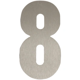 Hausnummer, 8, Silber, Edelstahl, 15,7 x 22,7 x 1,8 cm
