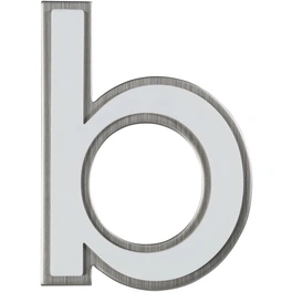 Hausnummer, b, Weiß, Kunststoff | Edelstahl, 11,7 x 17 x 1,8 cm, nachtleuchtend