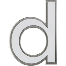 Hausnummer, d, Weiß, Kunststoff | Edelstahl, 11,7 x 17 x 1,8 cm, nachtleuchtend