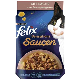 Katzen-Nassfutter »Felix Sensations Sauce«, Lachs/Garnelen, 85 g