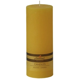 Kerze »Raureif«, gelb, rustikal/einfarbig, 1 Stück