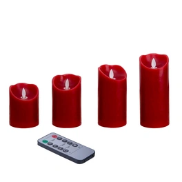 Kerzenset, Ø: 7,5 cm, rot, mit Flacker-Effekt
