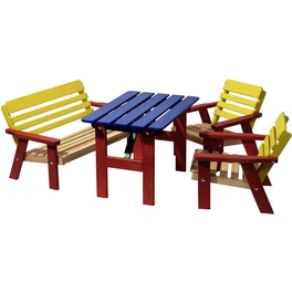 Kindersitzgarnitur, 4 Sitzplätze, gelb/blau/rot