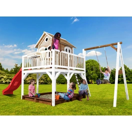 Kinderspielhaus »Liam«, BxHxT: 541 x 291 x 277 cm, Holz, braun/weiß/rot
