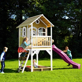 Kinderspielhaus »Sarah«, BxHxT: 370 x 291 x 191 cm, Holz, braun/weiß/lila