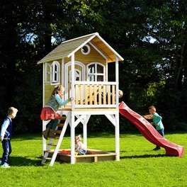Kinderspielhaus »Sarah«, BxHxT: 370 x 291 x 191 cm, Holz, braun/weiß/rot