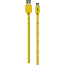 Ladekabel, Type-C Sync Kabel flach, mit Maßband, 1,2 m, gelb
