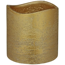LED-Kerze »Rustic«, Ø 7,5 cm, goldfarben, Timerfunktion, 3D-Flacker-Effekt, Timer