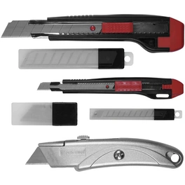 Messer, Kunststoff, rot/schwarz/silberfarben
