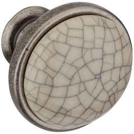 Möbelknopf, rund, Ø 27,5 x 25,5 mm, weiß, Keramik/Zinkdruckguss
