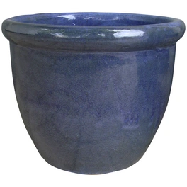 Pflanzgefäß, Keramik, blau, rund
