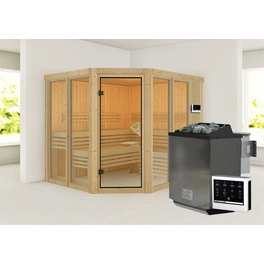 Sauna »Aamse 3«, Ofen 9kw, externe Steuerung, BxHxT:231 x 198 x 196 cm, ohne Dachkranz