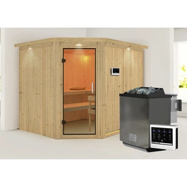 Sauna »Haaspsalu«, inkl. 9 kW Bio-Kombi-Saunaofen mit externer Steuerung, für 4 Personen