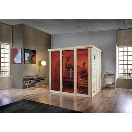 Sauna »Kemi Panorama 3«, Maße, mit Ofen, Glastür und Fenster