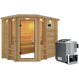 Sauna »Mitau«, inkl. 9 kW Bio-Kombi-Saunaofen mit externer Steuerung, für 4 Personen