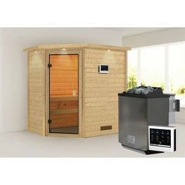 Sauna »Svea«, inkl. 9 kW Bio-Kombi-Saunaofen mit externer Steuerung, für 3 Personen