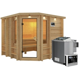 Sauna »Windau«, inkl. 9 kW Bio-Kombi-Saunaofen mit externer Steuerung, für 4 Personen