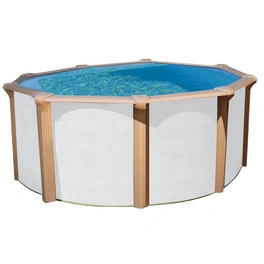 Schwimmbecken »Stahlmantelbecken rund«, weiß/braun, ØxH: 80 x 130 cm