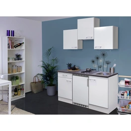 Singleküche, mit E-Geräten, Gesamtbreite: 150 cm, Arbeitsplatte mit Melaminharz-Beschichtung
