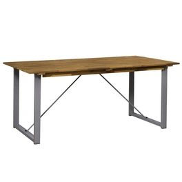 Sitzgruppe, 1 Tisch + 2 Sitzbänke, Akazie, natur/grau