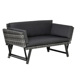 Sofa, BxHxL: 63 x 67 x 129 cm, Stahl/PE-Rattan/Polyester