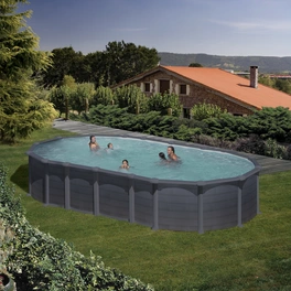 Stahlwand-Pool Poolset , oval, BxLxH: 375 x 730 x 132 cm