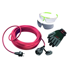 Starter-kit, für E-Rasenmäher, bestehend aus Verlängerungskabel/Schutzbrille/Handschuhen