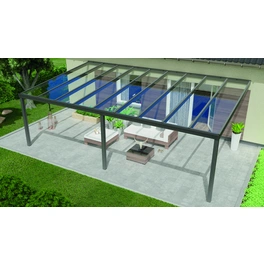 Terrassenüberdachung »Expert«, BxT: 400 x 350 cm, grau / RAL9007, Glasdach