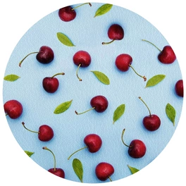 Tischset »Funny Cherry«, rund, Kunstleder, blau/rot