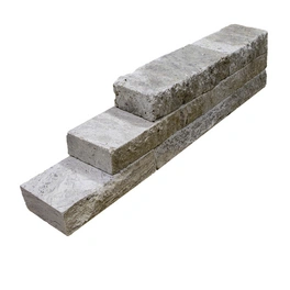 Travertin-Mauersteine 0,5 m², Travertin, grau, Oberfläche: offenporig/gespalten/getrommelt