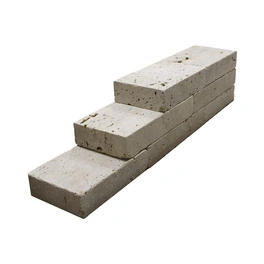 Travertin-Mauersteine LxB: 20-50 x 18-20 cm, (0,5 m²), beige, Oberfläche: offenporig/gesägt/getrommelt